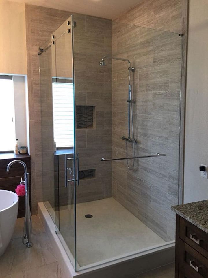 Elite Showers & Doors in Dallas offers serenity frameless sliding shower doors