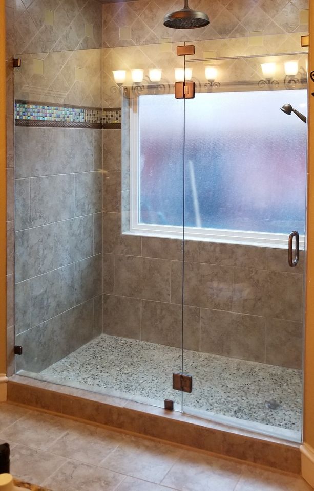 large shower door option with panel