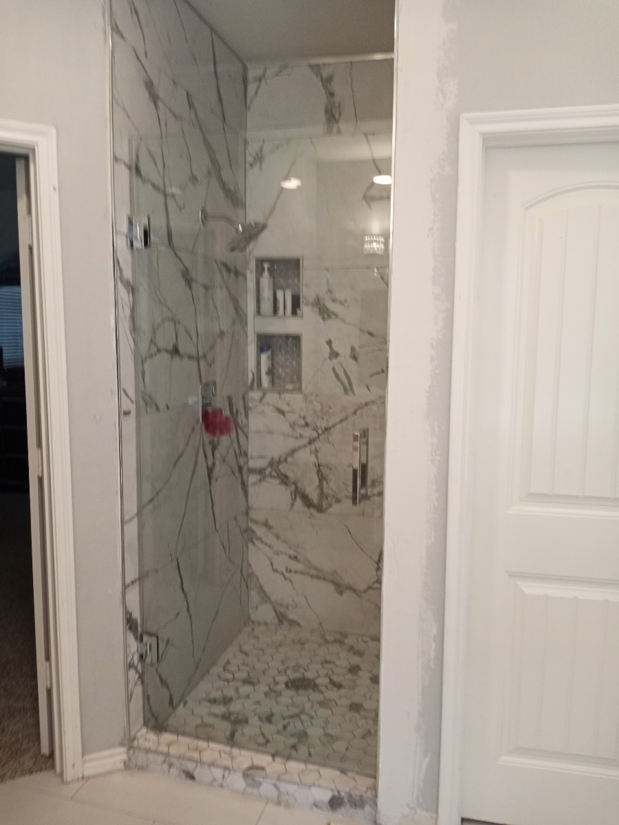Large Glass Door in Custom Shower
