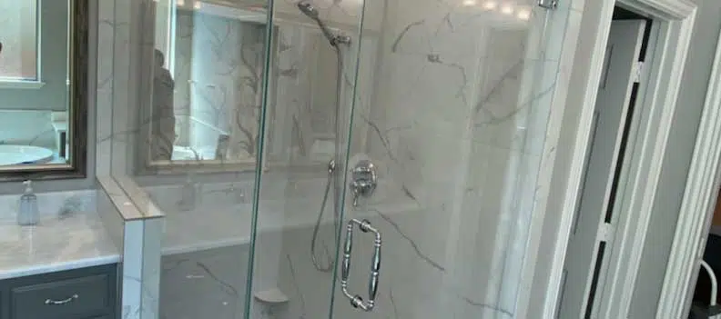 Shower with low iron glass in Prosper, TX