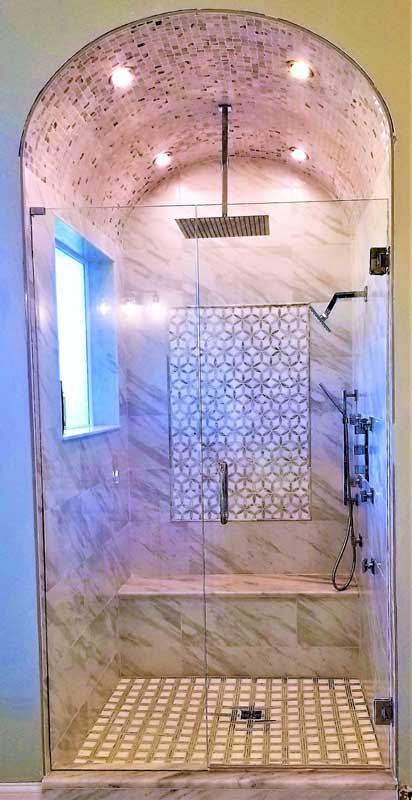 door and panel arched shower