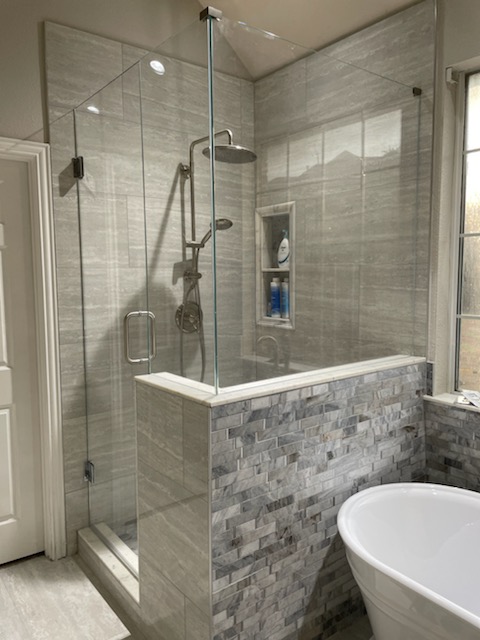 remodel shower glass with pony wall Frisco TX