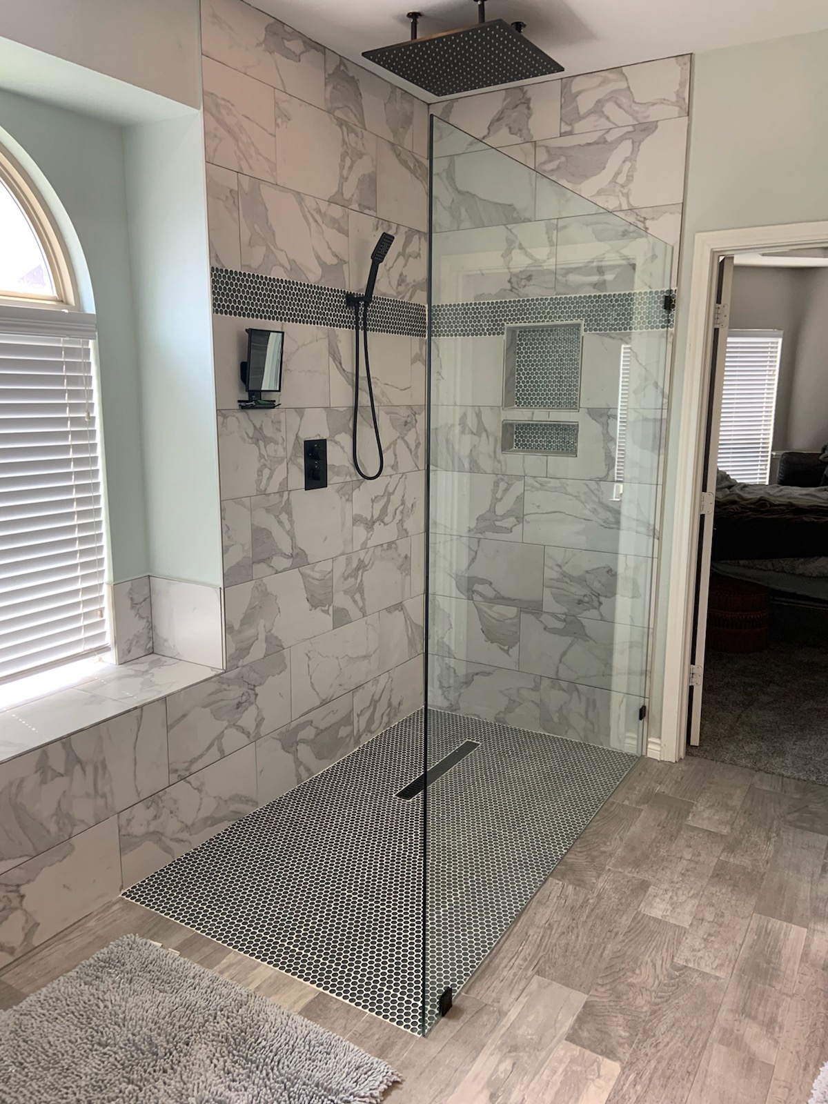 large glass shower panel